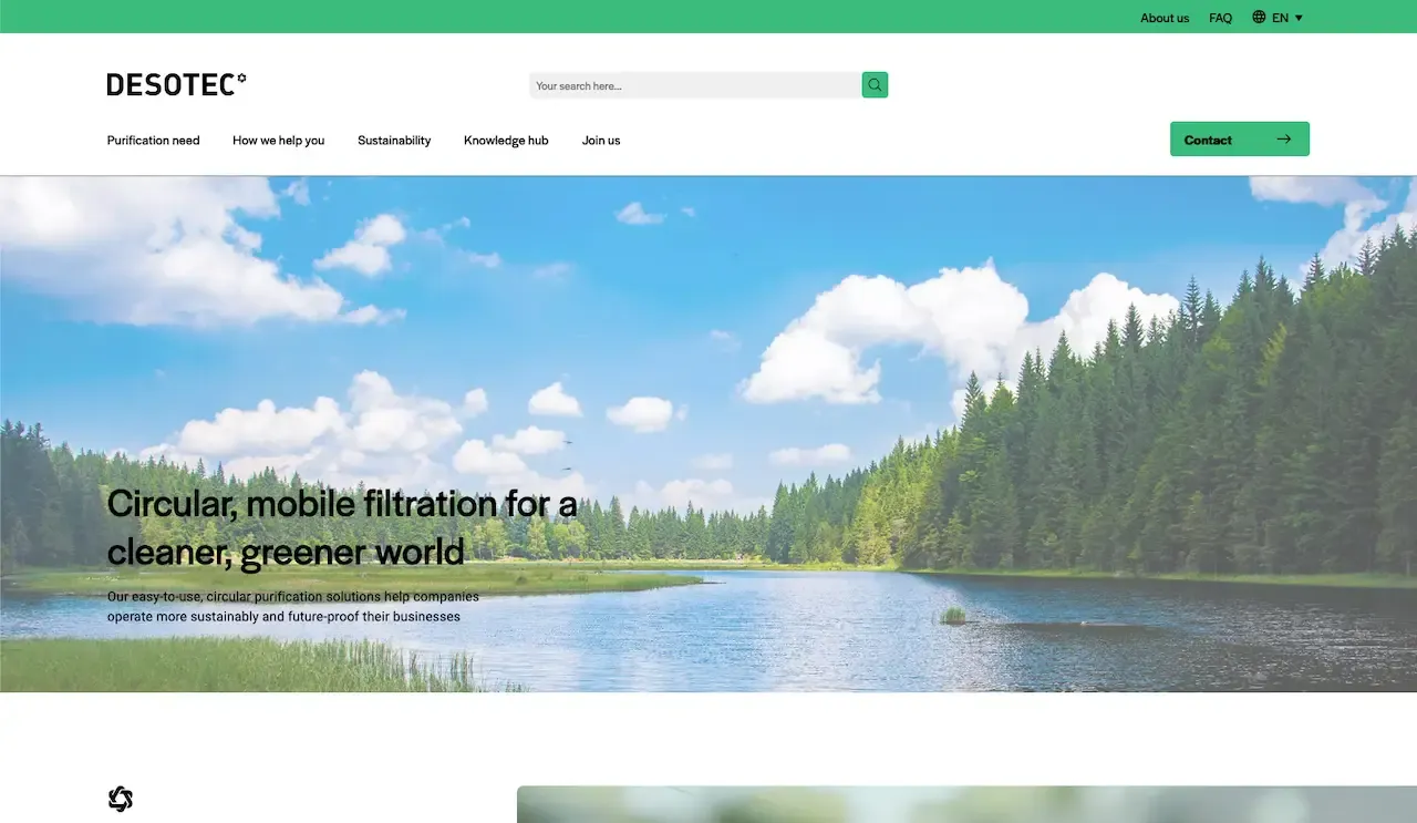 desotec website preview